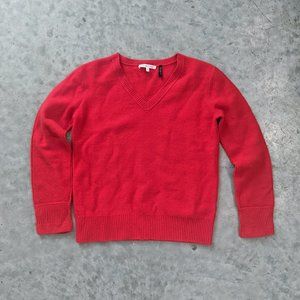 Helmut Lang Red Wool and Cashmere V-Neck Sweater